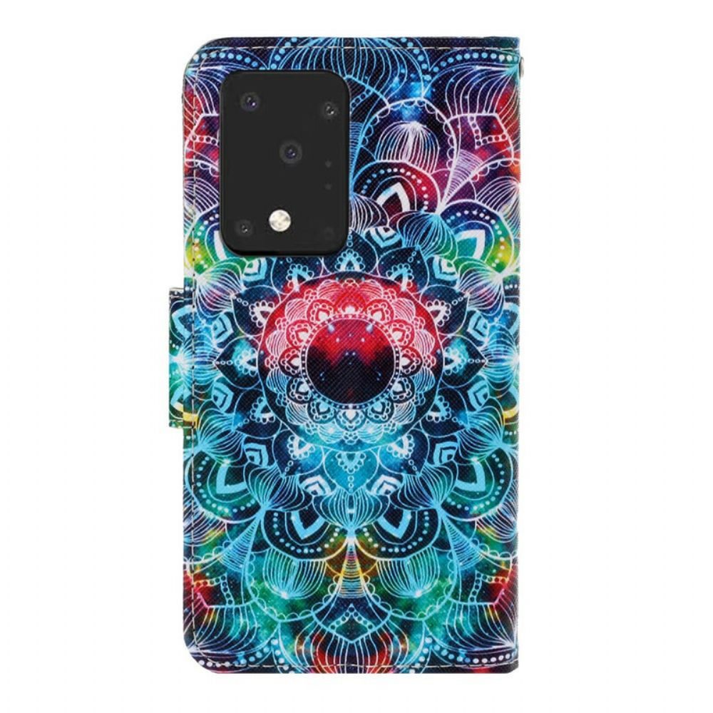 Leren Hoesje voor Samsung Galaxy S20 Ultra Met Ketting Knipperende Mandala Met Bandjes