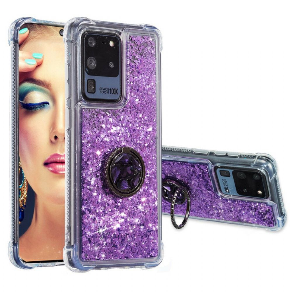 Telefoonhoesje voor Samsung Galaxy S20 Ultra Glitterring-ondersteuning