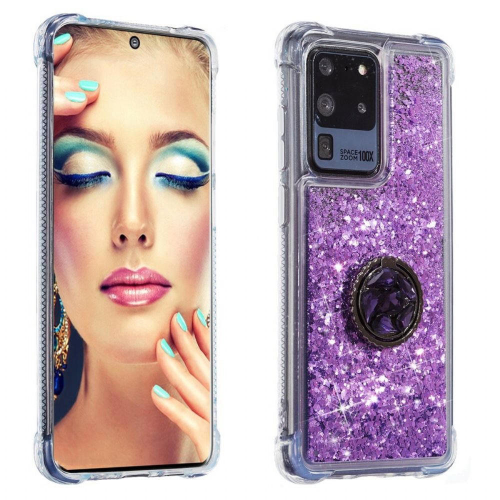 Telefoonhoesje voor Samsung Galaxy S20 Ultra Glitterring-ondersteuning