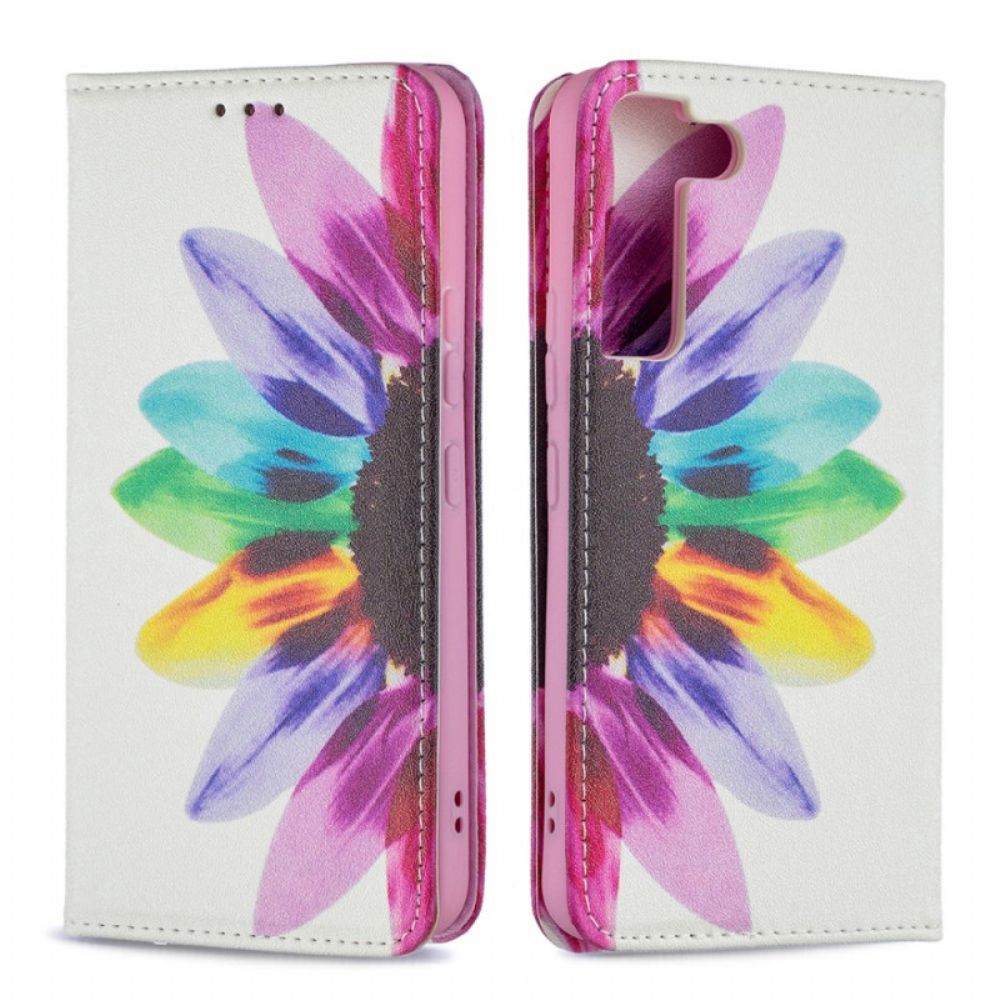 Bescherming Hoesje voor Samsung Galaxy S22 5G Folio-hoesje Aquarel Bloem