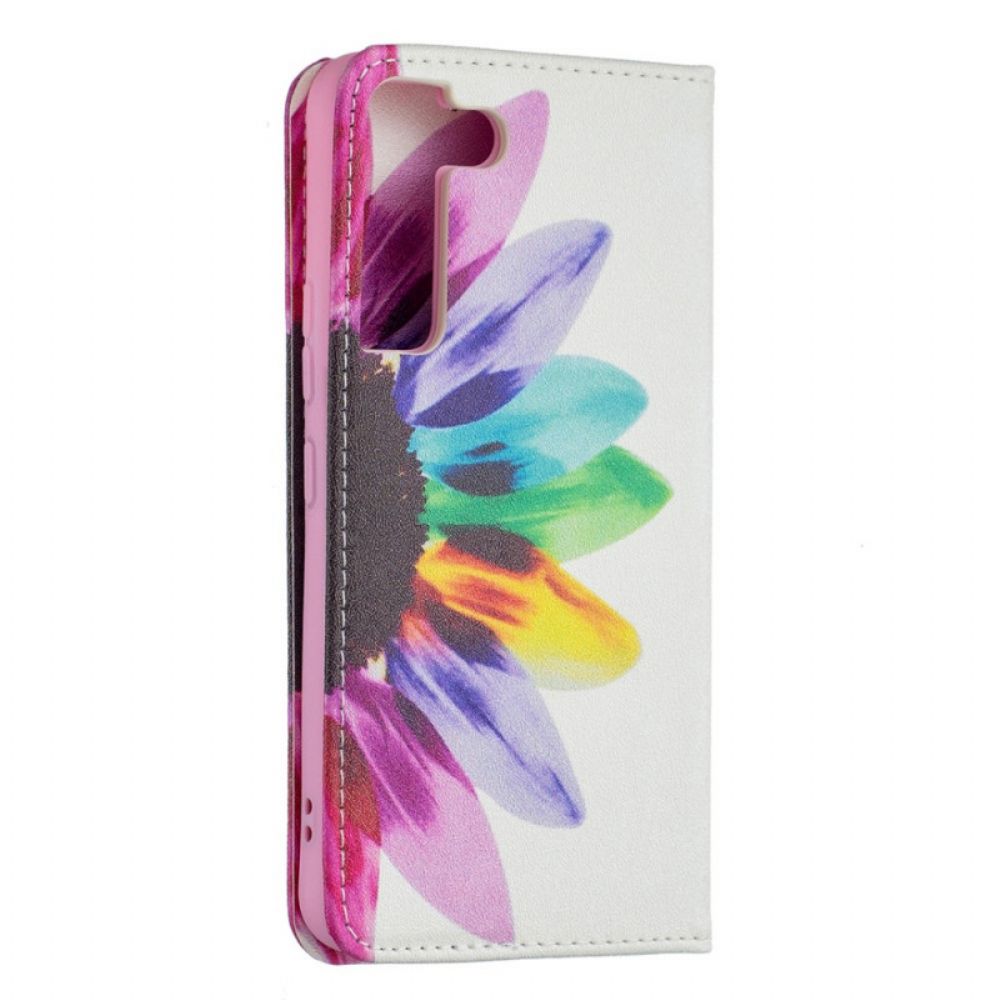 Bescherming Hoesje voor Samsung Galaxy S22 5G Folio-hoesje Aquarel Bloem