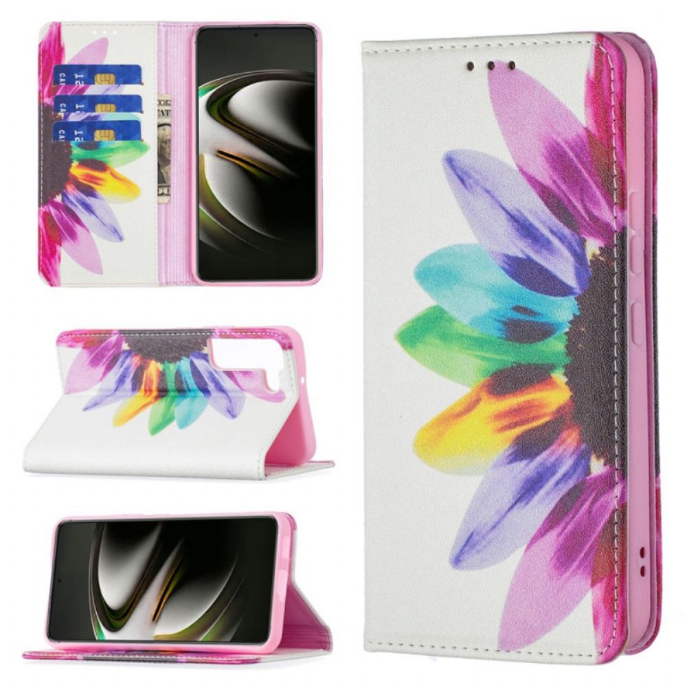 Bescherming Hoesje voor Samsung Galaxy S22 5G Folio-hoesje Aquarel Bloem