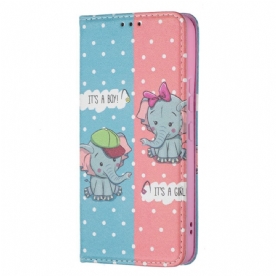 Bescherming Hoesje voor Samsung Galaxy S22 5G Folio-hoesje Baby Olifanten