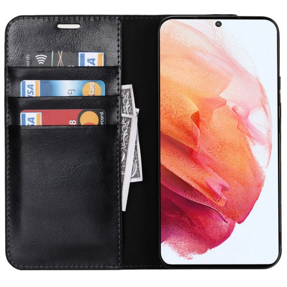 Bescherming Hoesje voor Samsung Galaxy S22 5G Folio-hoesje Echt Leer