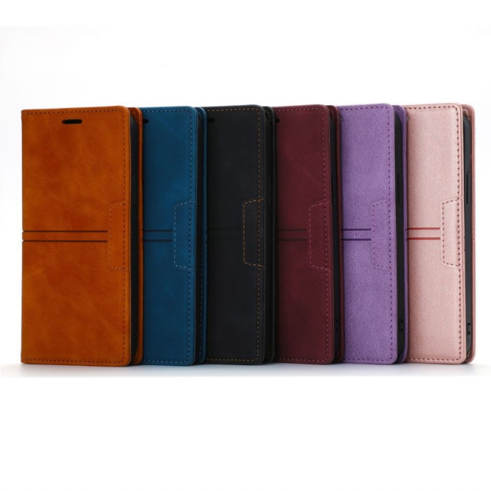 Bescherming Hoesje voor Samsung Galaxy S22 5G Folio-hoesje Lederen Stijl Couture Magnetische Sluiting