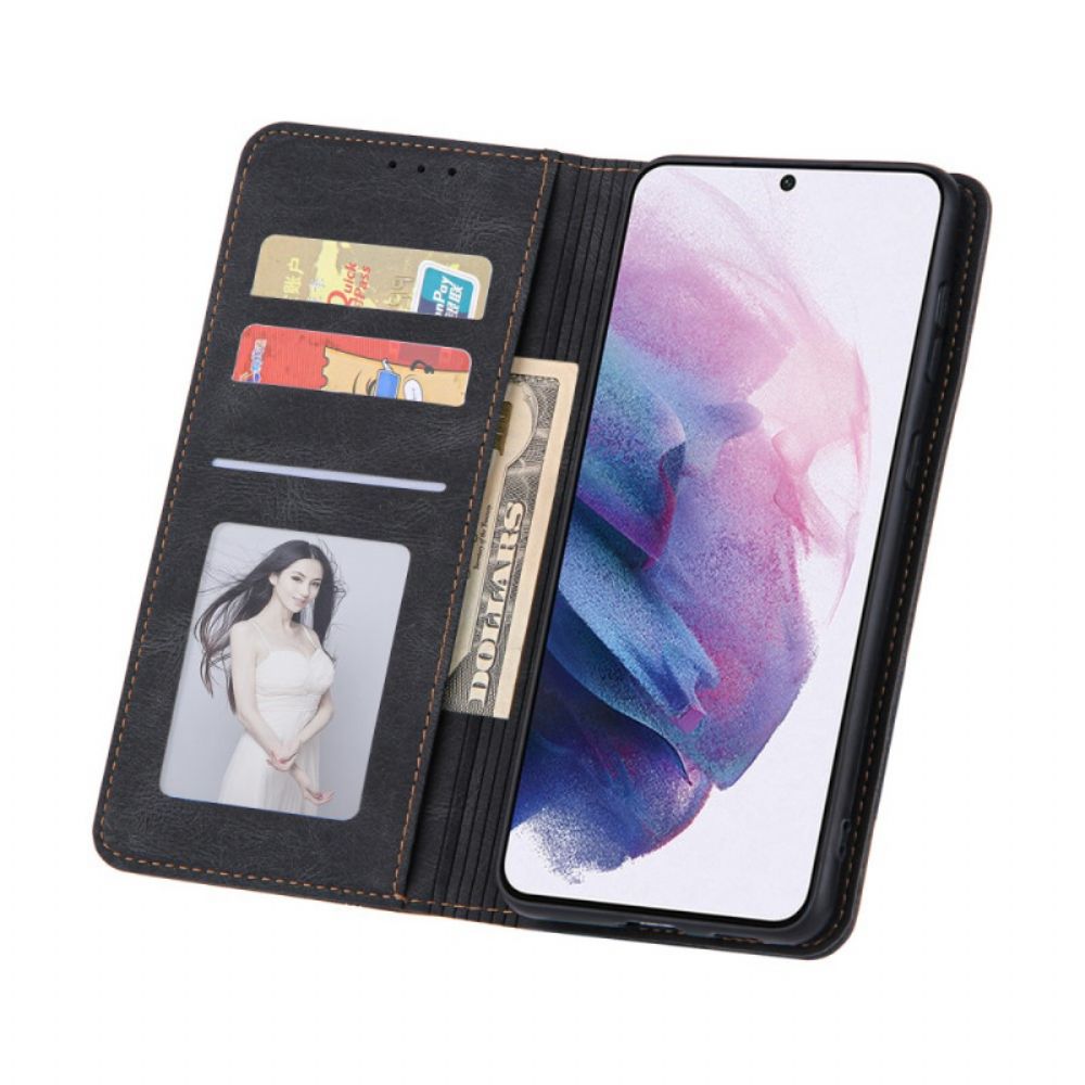 Bescherming Hoesje voor Samsung Galaxy S22 5G Folio-hoesje Lijn Lederen Stijl