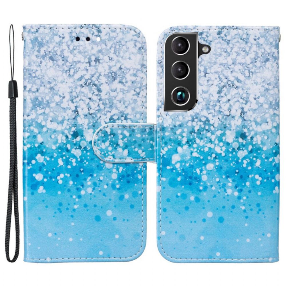 Flip Case voor Samsung Galaxy S22 5G Blauw Glitterverloop