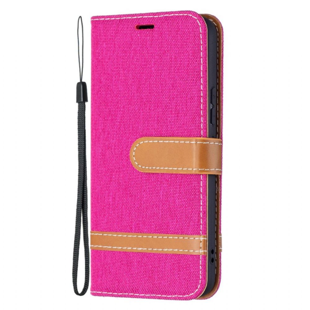 Flip Case voor Samsung Galaxy S22 5G Met Ketting Band Met Stof En Leereffect