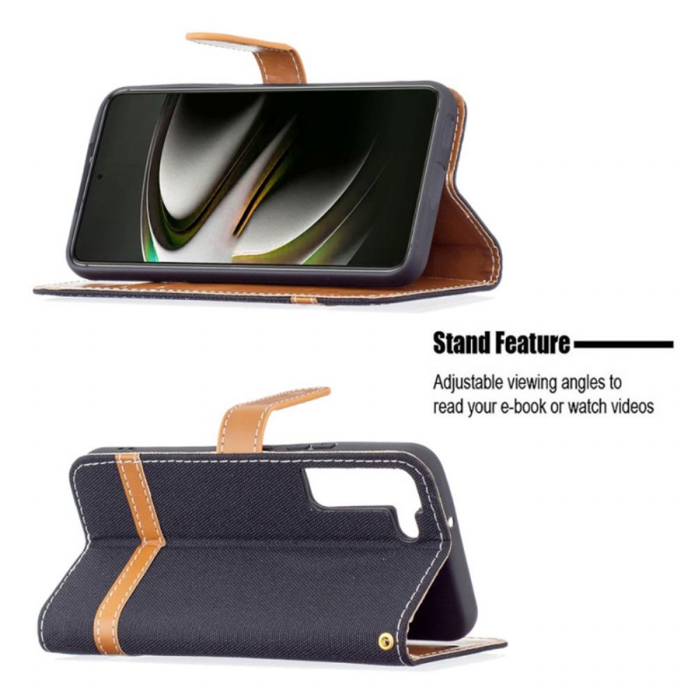 Flip Case voor Samsung Galaxy S22 5G Met Ketting Band Met Stof En Leereffect