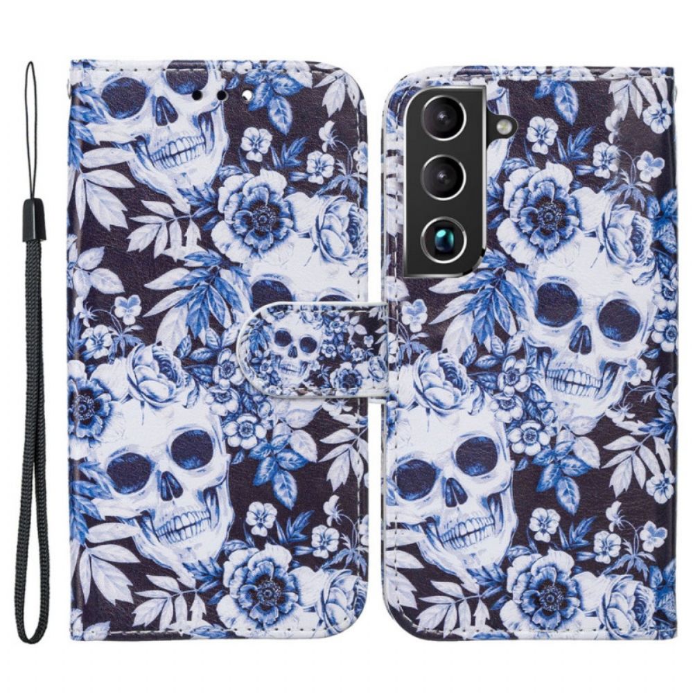 Flip Case voor Samsung Galaxy S22 5G Retro Schedels