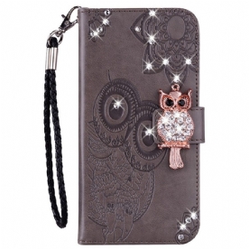 Flip Case voor Samsung Galaxy S22 5G Uil Mandala En Charm