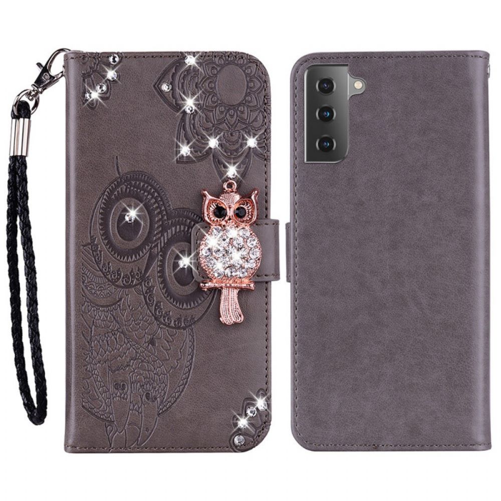 Flip Case voor Samsung Galaxy S22 5G Uil Mandala En Charm