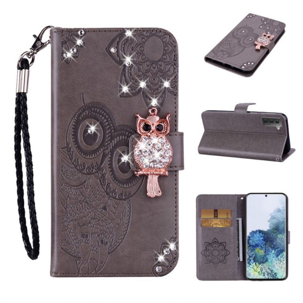 Flip Case voor Samsung Galaxy S22 5G Uil Mandala En Charm