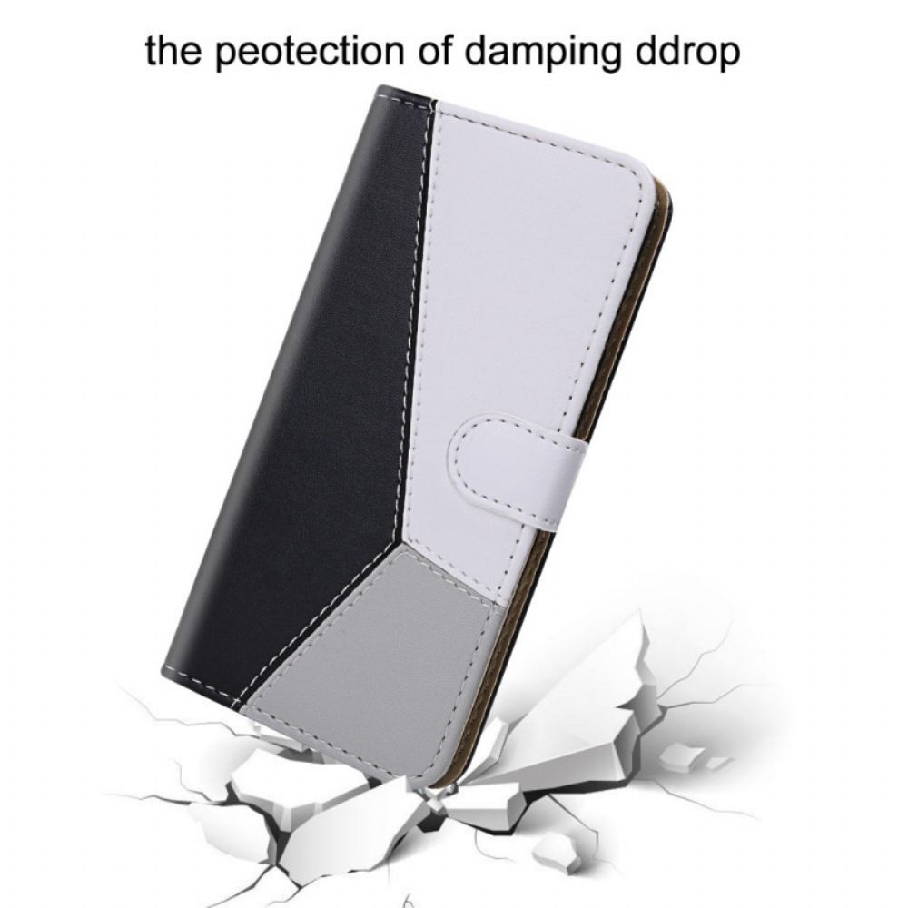 Folio-hoesje voor Samsung Galaxy S22 5G Driekleurig Leereffect