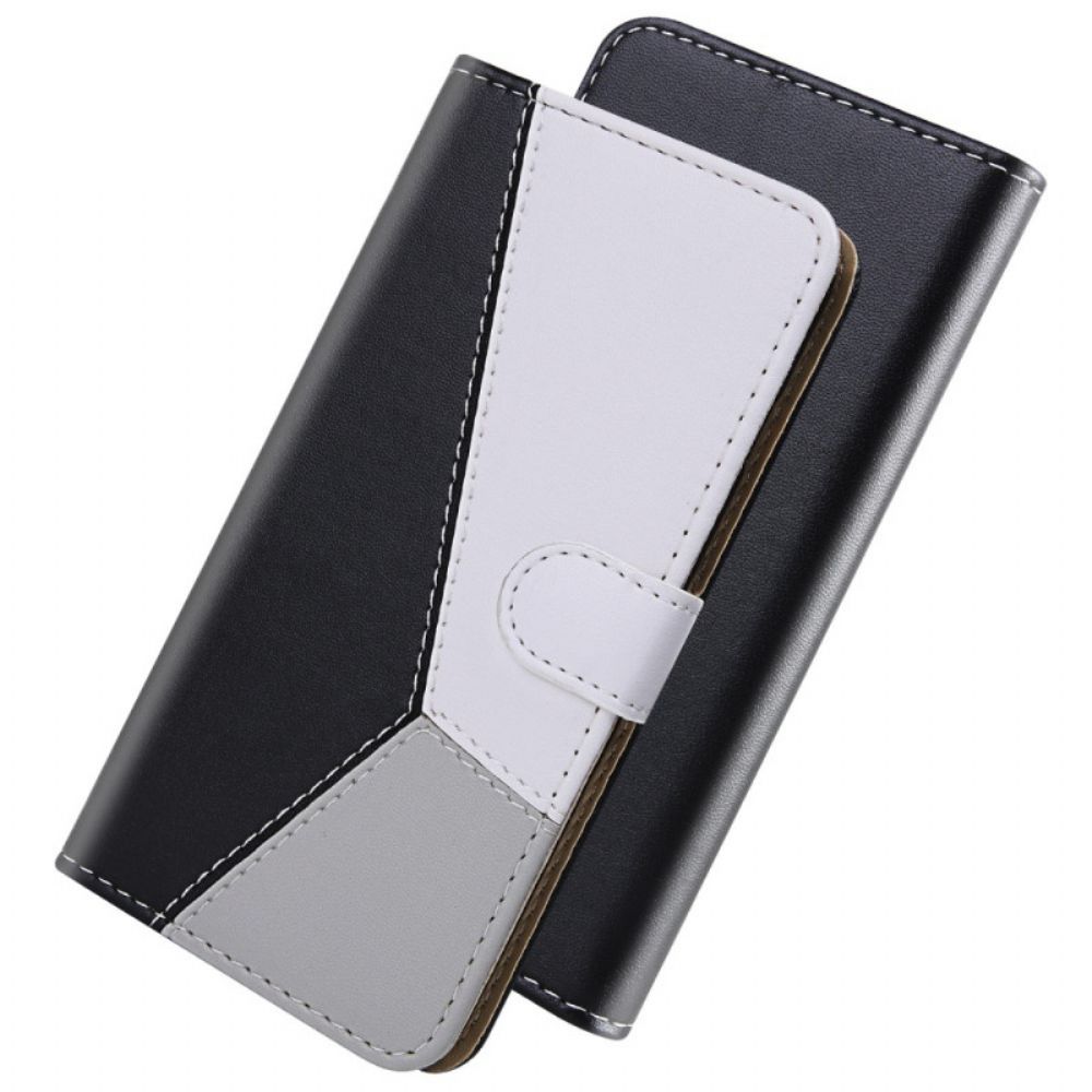 Folio-hoesje voor Samsung Galaxy S22 5G Driekleurig Leereffect