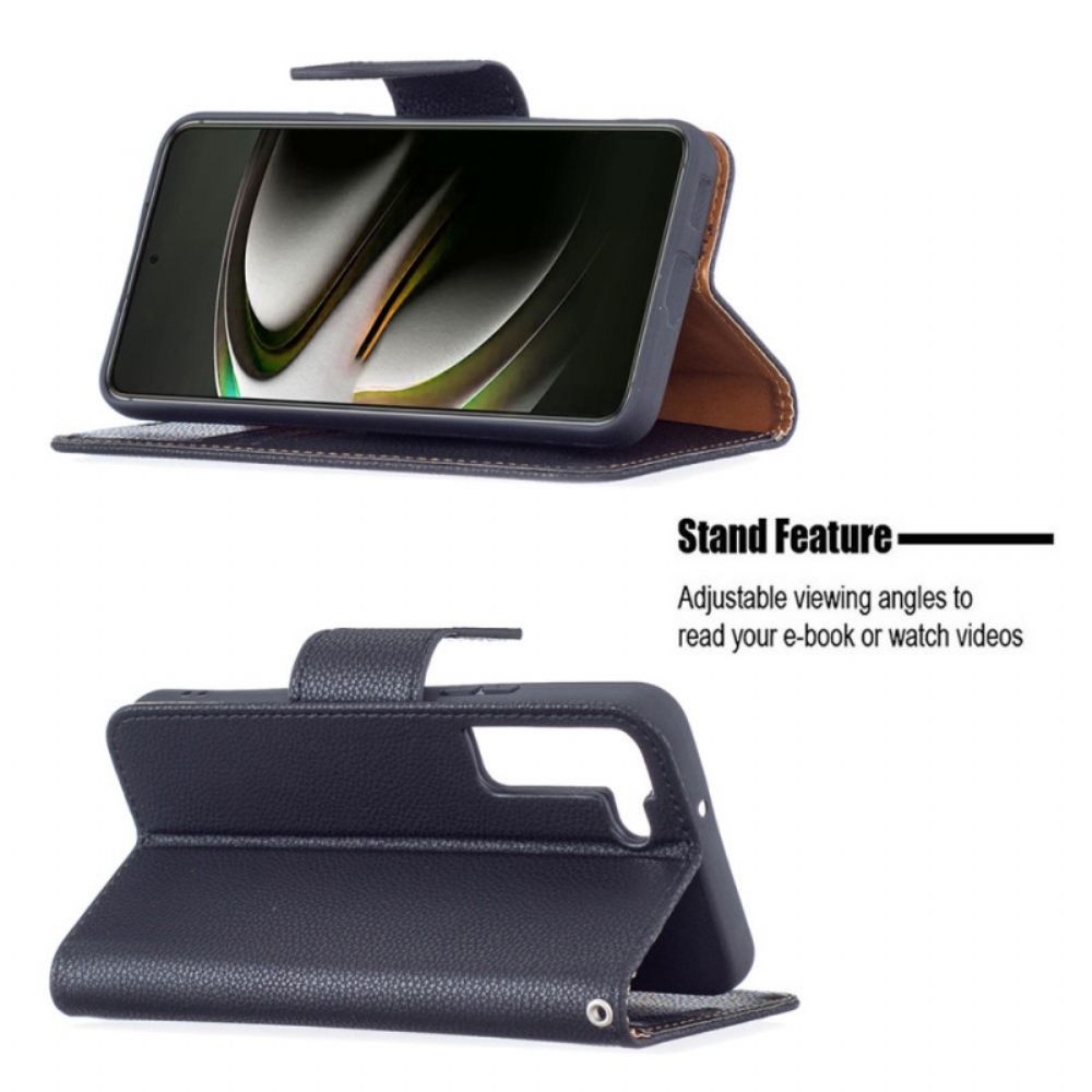 Folio-hoesje voor Samsung Galaxy S22 5G Flip Case Litchi Flap Schuin