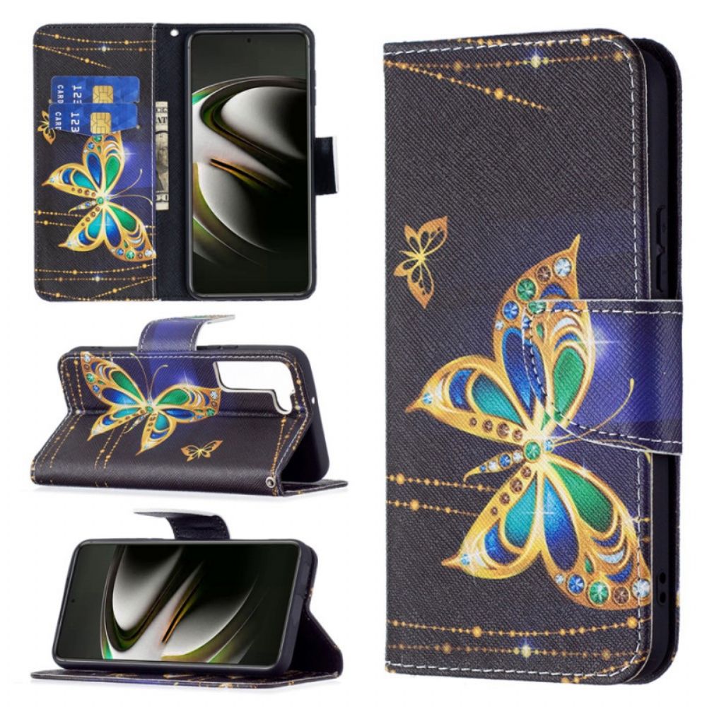 Folio-hoesje voor Samsung Galaxy S22 5G Gouden Vlinders