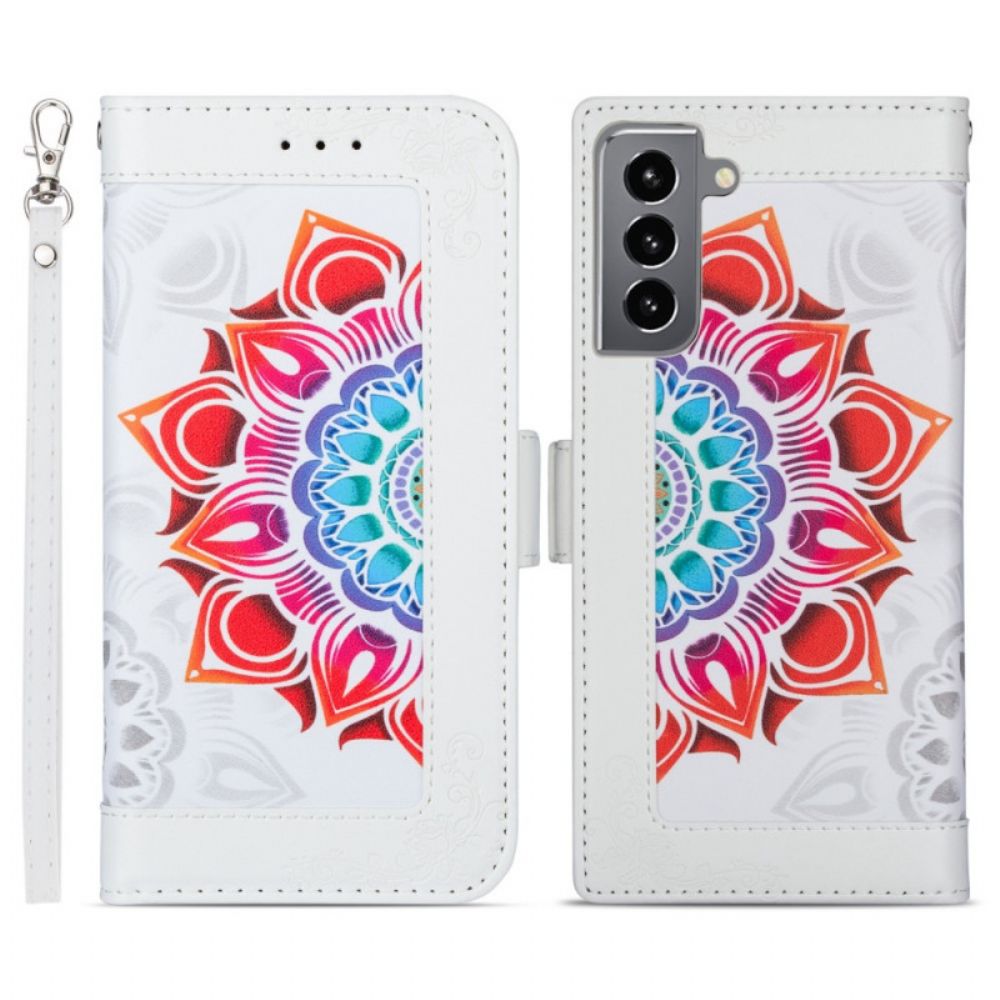 Folio-hoesje voor Samsung Galaxy S22 5G Met Ketting Mandaladecoratie Met Riem