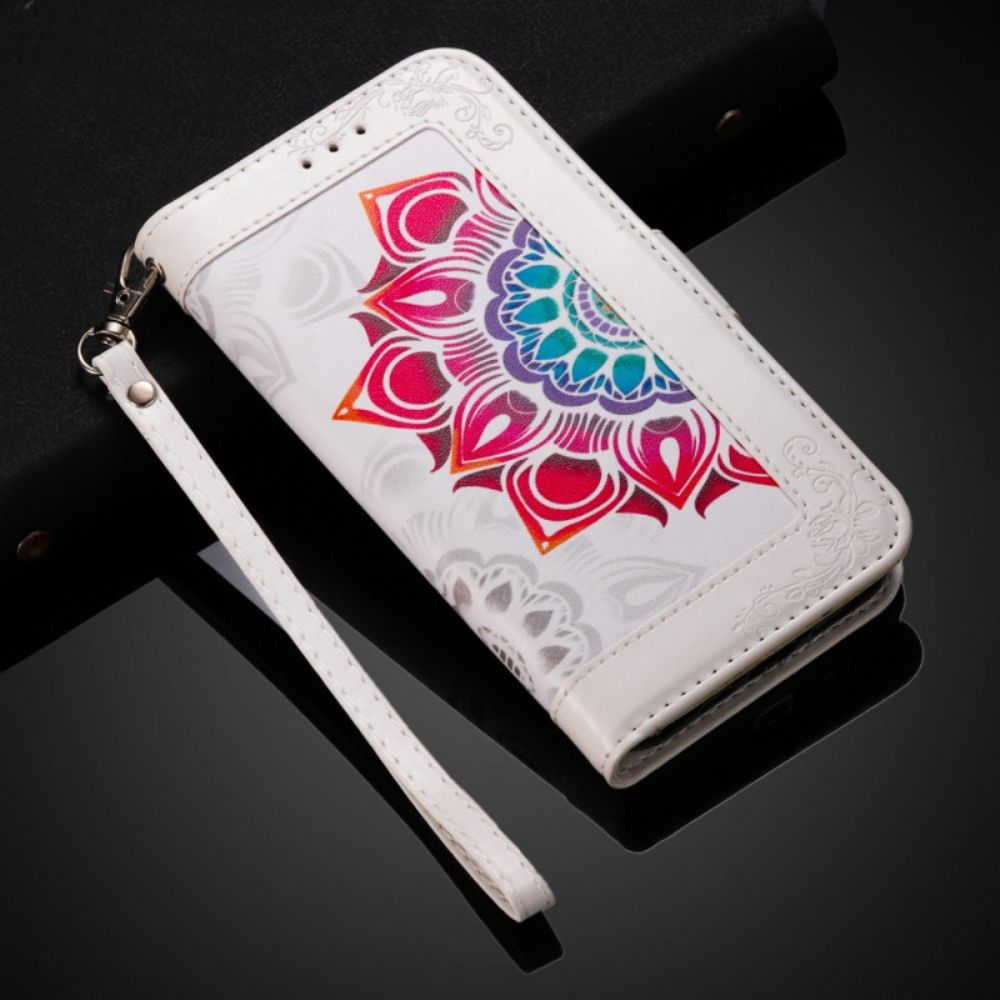 Folio-hoesje voor Samsung Galaxy S22 5G Met Ketting Mandaladecoratie Met Riem