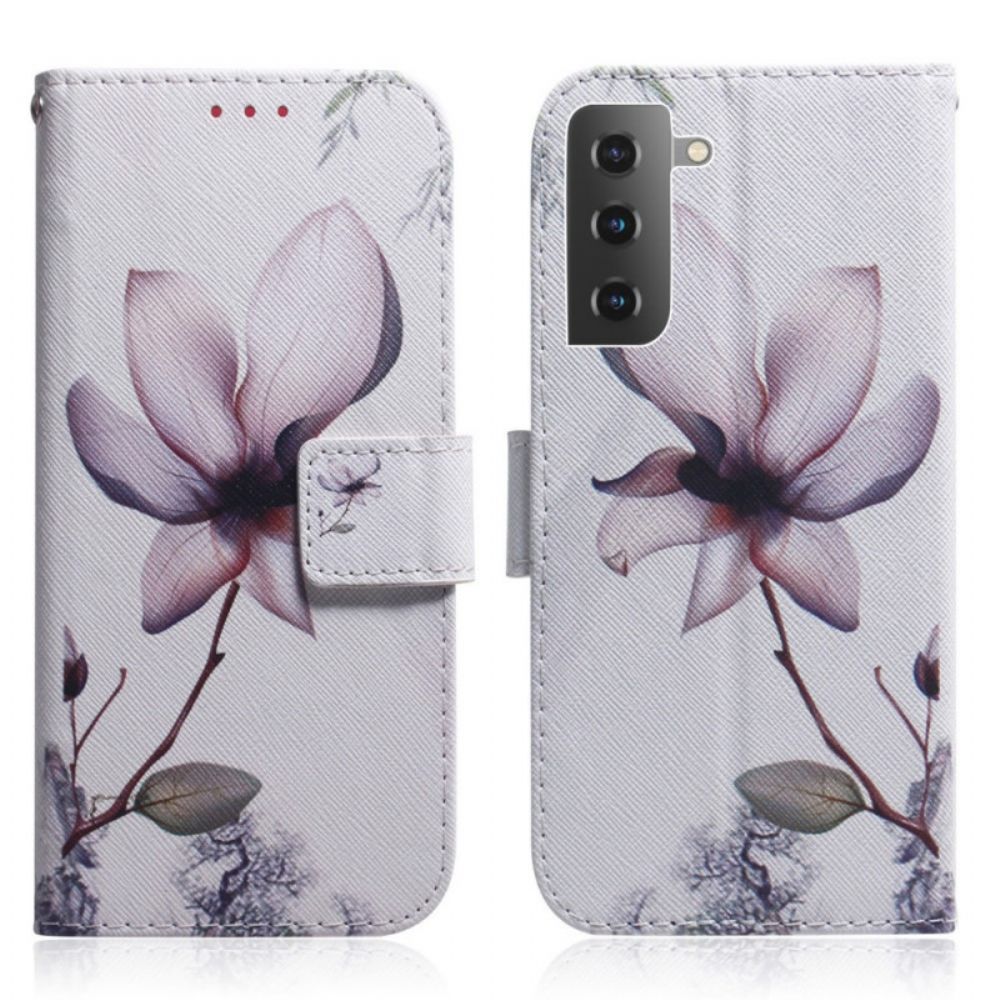 Folio-hoesje voor Samsung Galaxy S22 5G Oude Roze Bloem