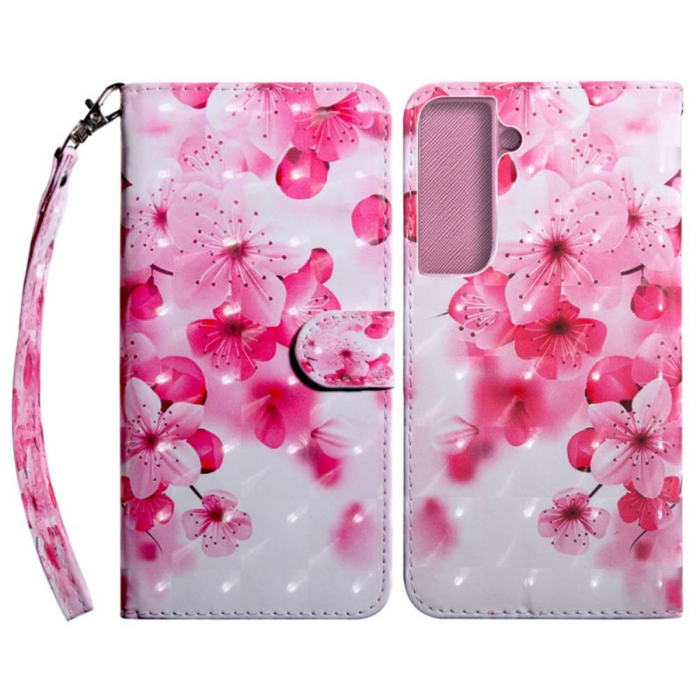 Folio-hoesje voor Samsung Galaxy S22 5G Roze Bloemen