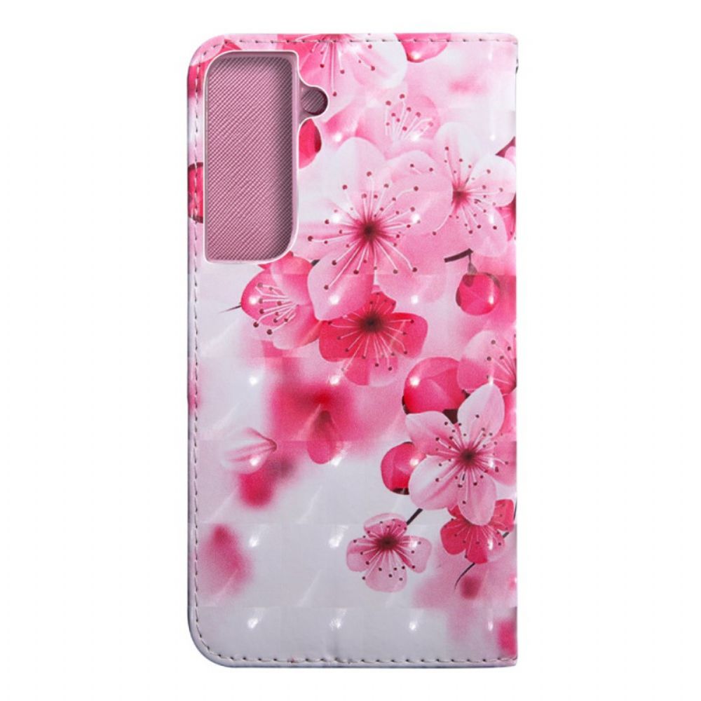 Folio-hoesje voor Samsung Galaxy S22 5G Roze Bloemen