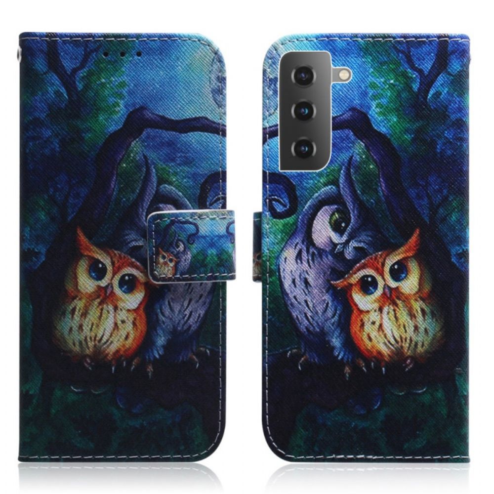 Folio-hoesje voor Samsung Galaxy S22 5G Uilen Schilderen