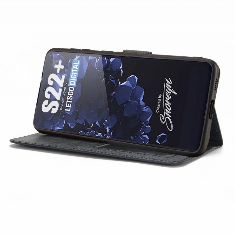 Hoesje Folio-hoesje voor Samsung Galaxy S22 5G Getextureerd Met Afneembaar