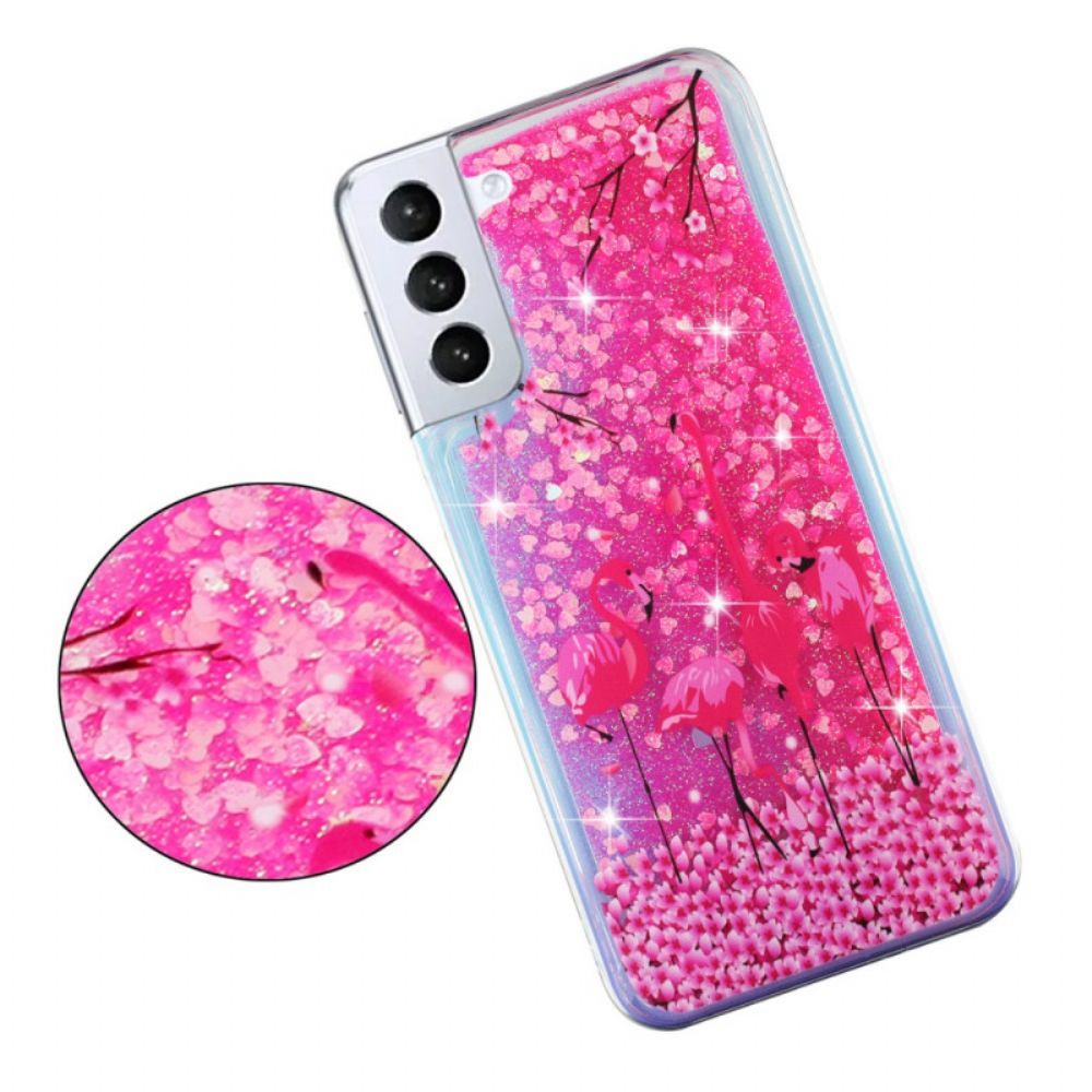 Hoesje voor Samsung Galaxy S22 5G Flamingo Pailletten