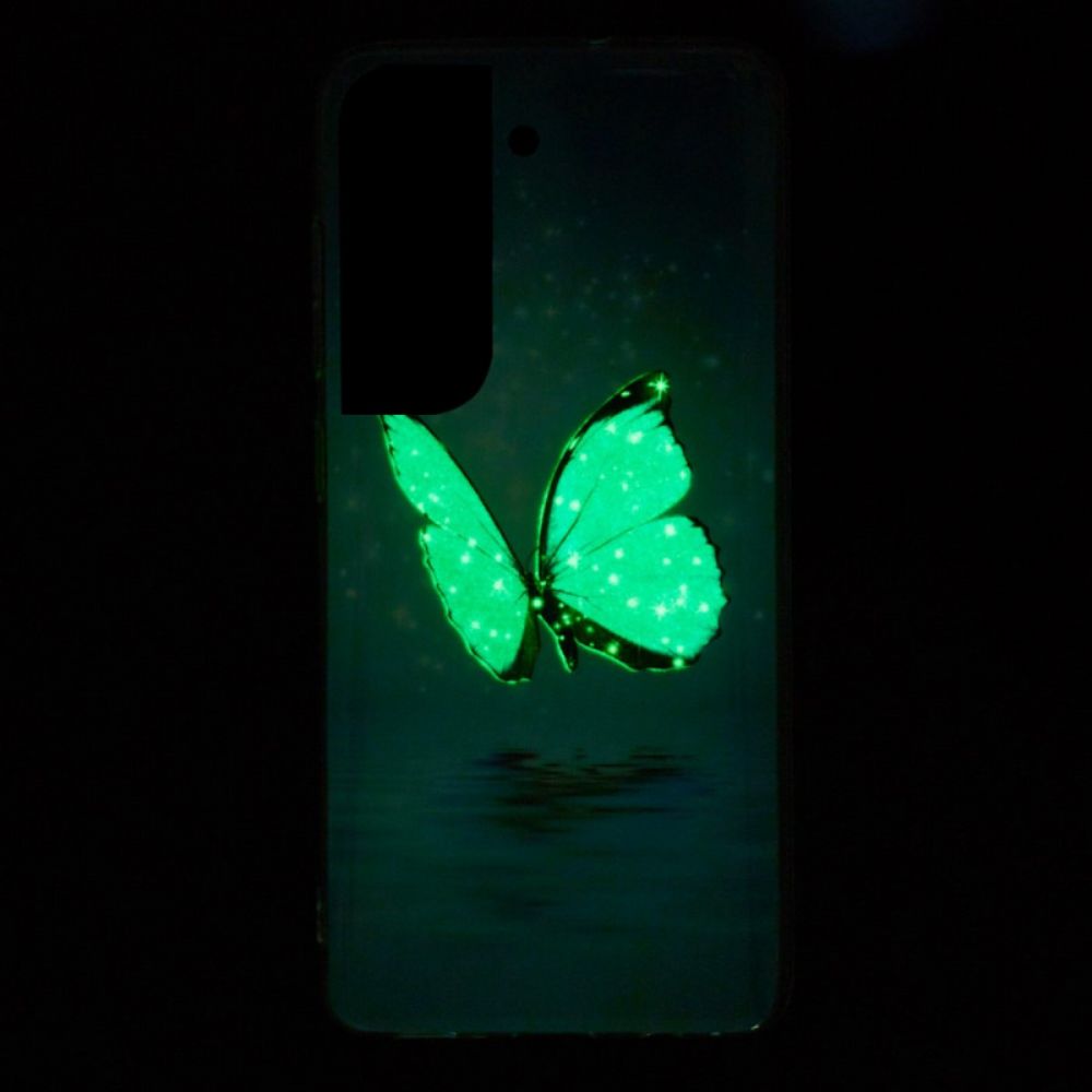 Hoesje voor Samsung Galaxy S22 5G Fluorescerende Blauwe Vlinders