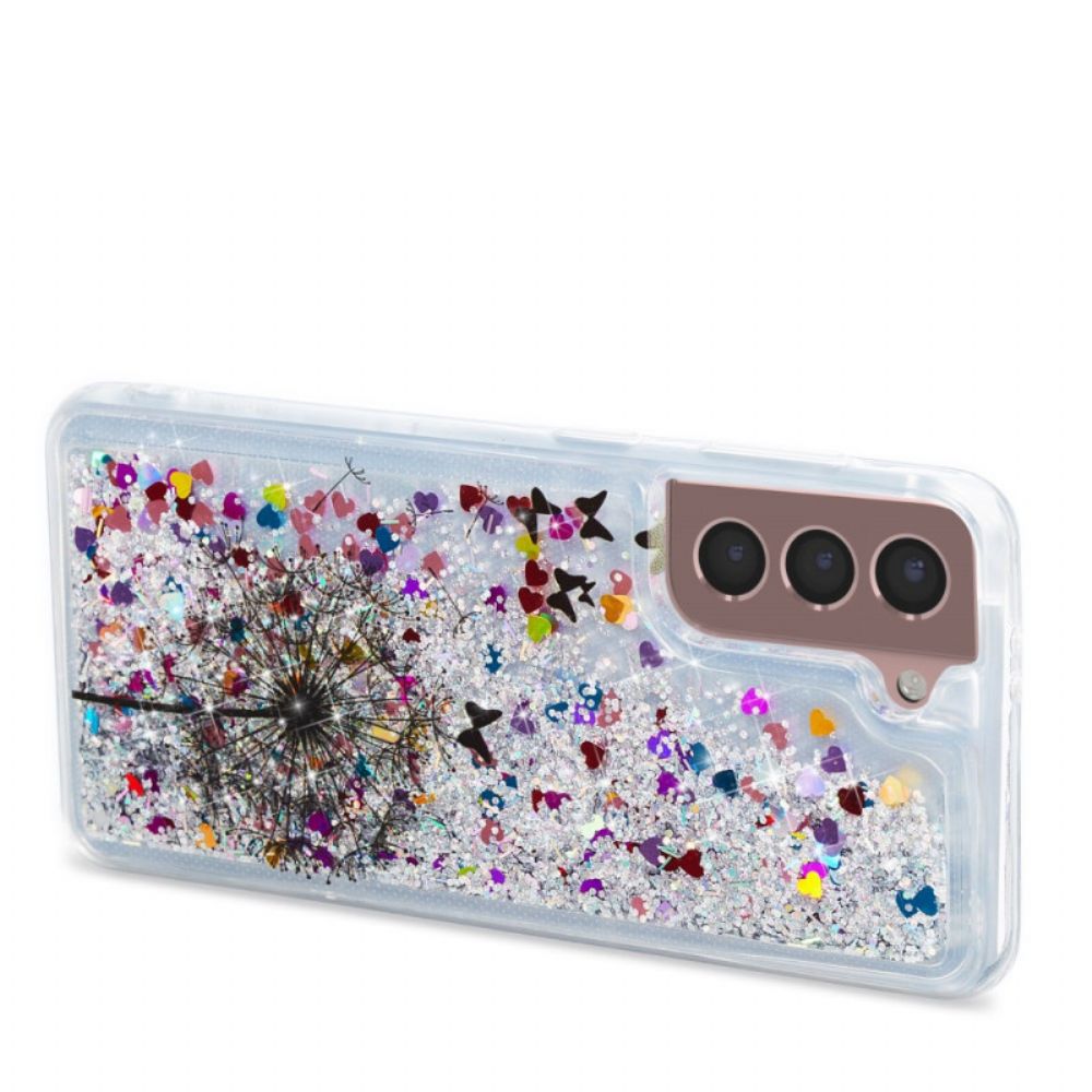 Hoesje voor Samsung Galaxy S22 5G Glitter Paardebloemen