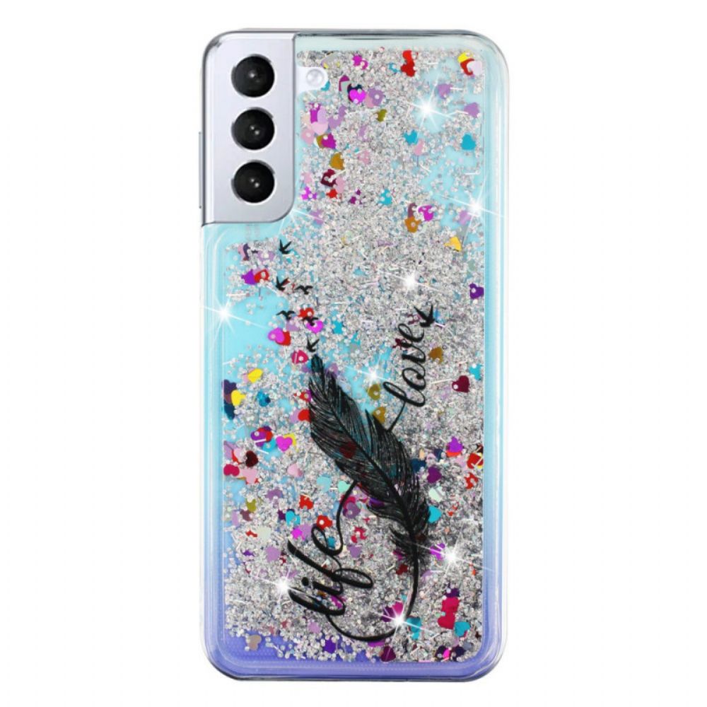 Hoesje voor Samsung Galaxy S22 5G Leven En Liefde Glitter