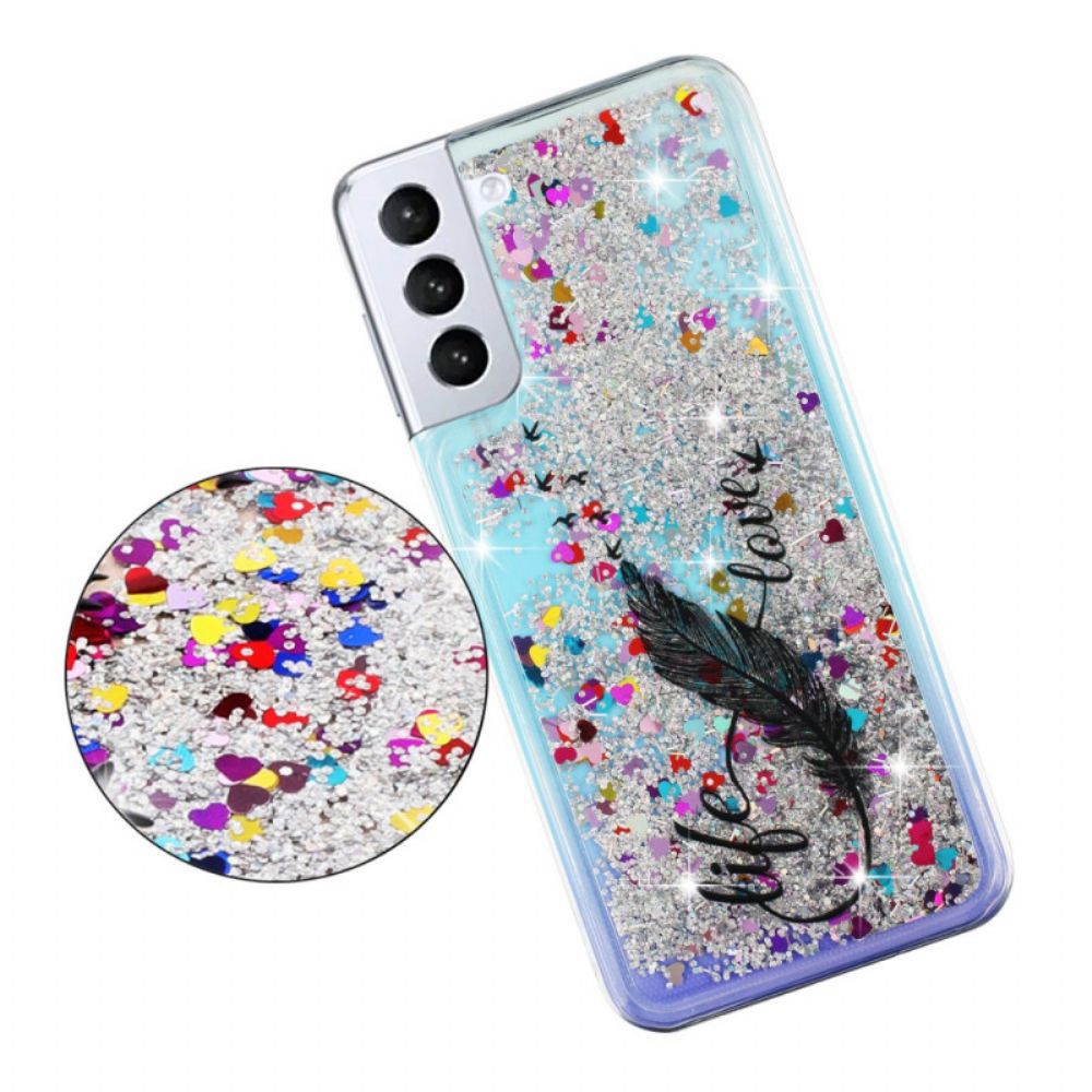 Hoesje voor Samsung Galaxy S22 5G Leven En Liefde Glitter