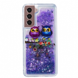 Hoesje voor Samsung Galaxy S22 5G Pailletten Uilen