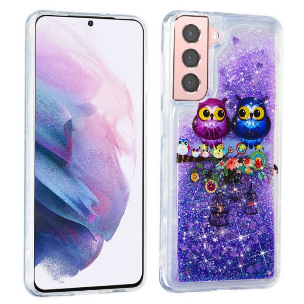 Hoesje voor Samsung Galaxy S22 5G Pailletten Uilen