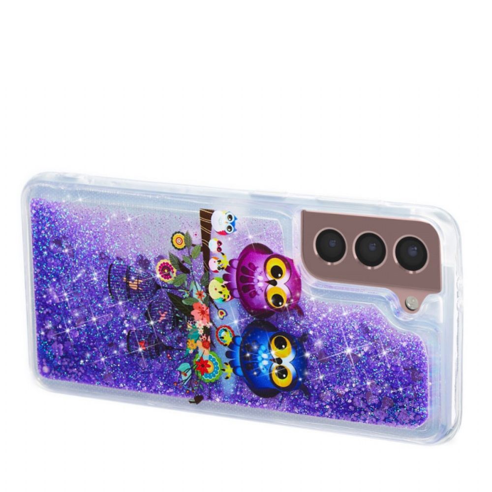 Hoesje voor Samsung Galaxy S22 5G Pailletten Uilen