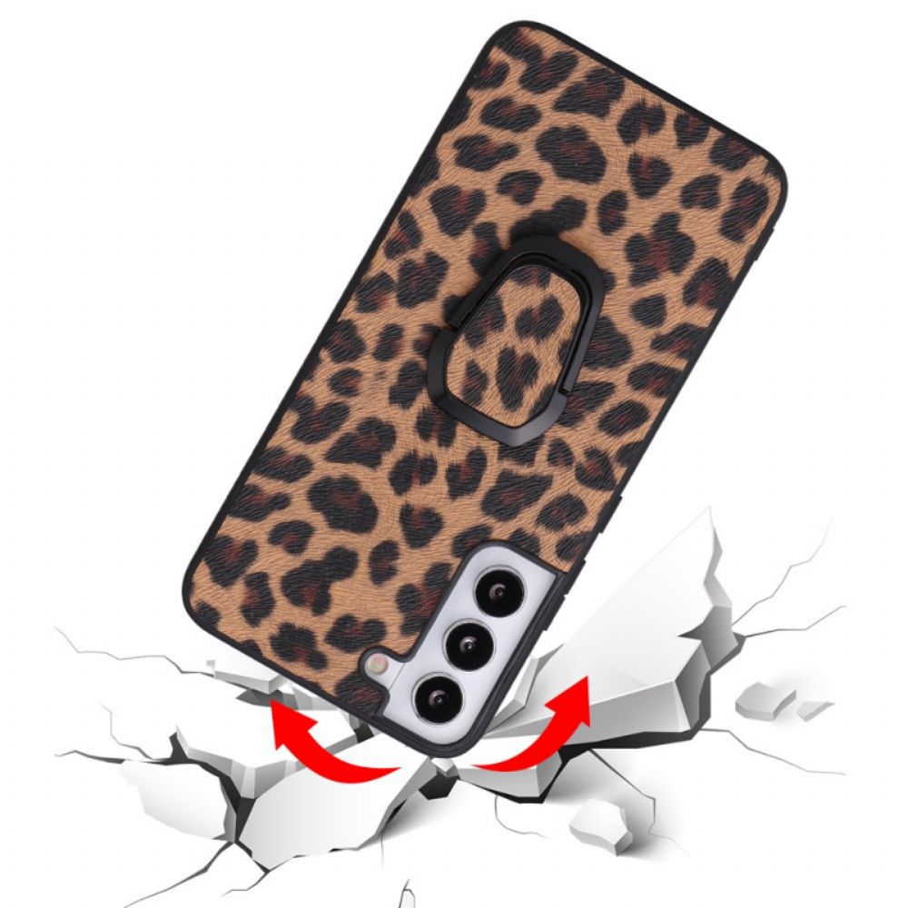 Hoesje voor Samsung Galaxy S22 5G Ringhouder Lederen Stijl