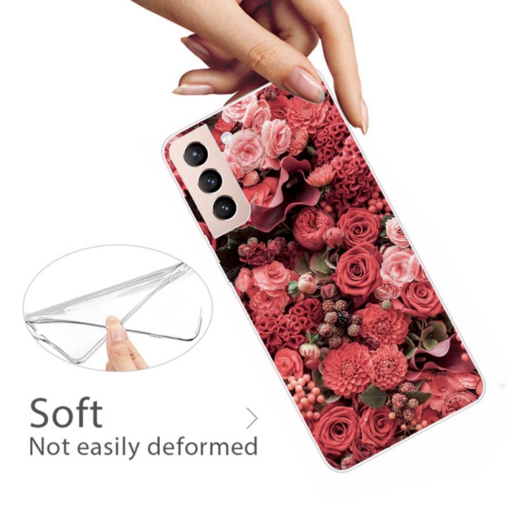 Hoesje voor Samsung Galaxy S22 5G Roze Bloemen