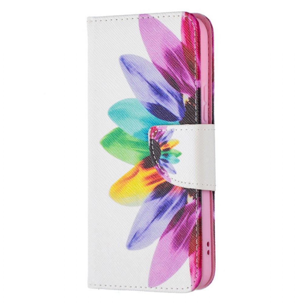 Leren Hoesje voor Samsung Galaxy S22 5G Aquarel Bloem