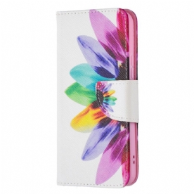 Leren Hoesje voor Samsung Galaxy S22 5G Aquarel Bloem