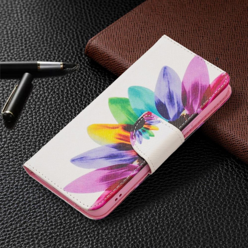 Leren Hoesje voor Samsung Galaxy S22 5G Aquarel Bloem