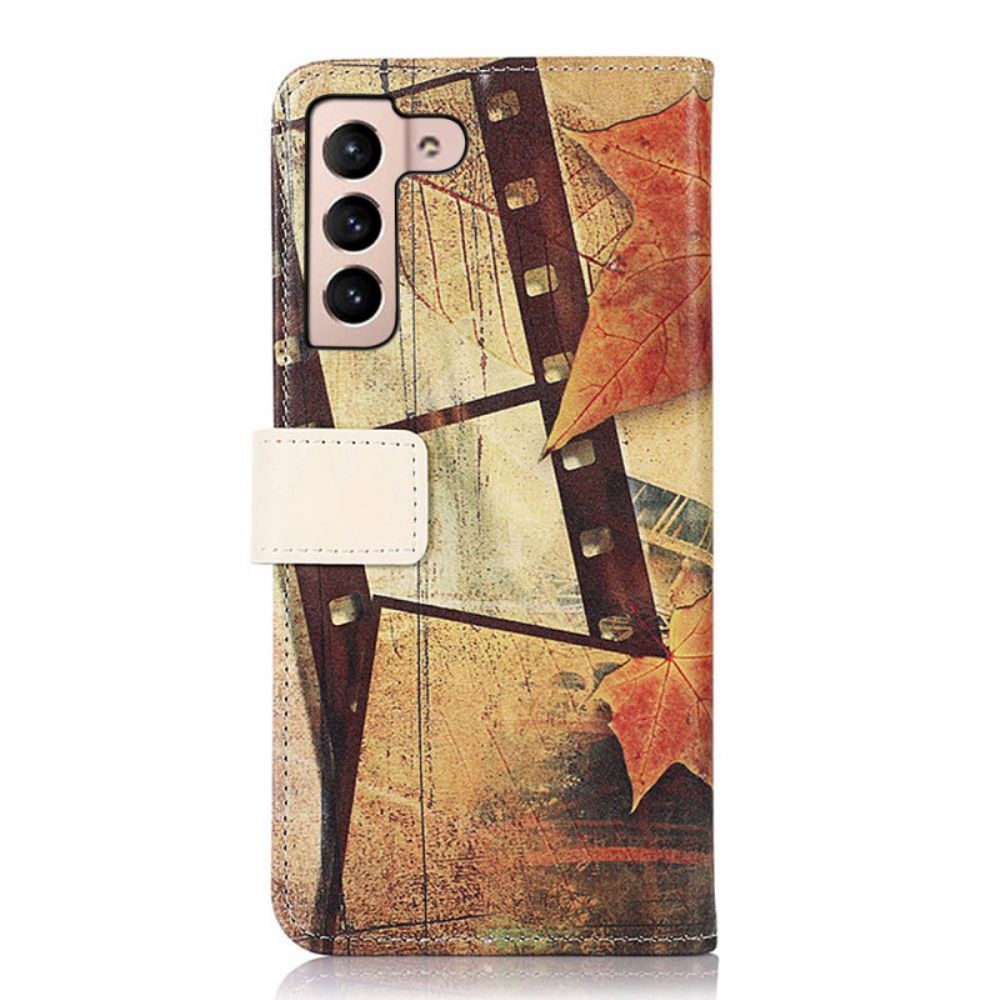 Leren Hoesje voor Samsung Galaxy S22 5G Eiffeltoren In De Herfst