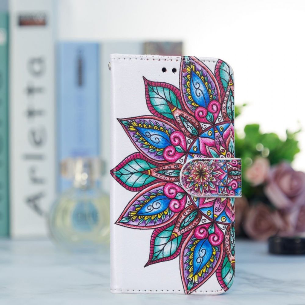 Leren Hoesje voor Samsung Galaxy S22 5G Mandala Getekend