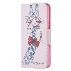 Leren Hoesje voor Samsung Galaxy S22 5G Nerdy Giraf