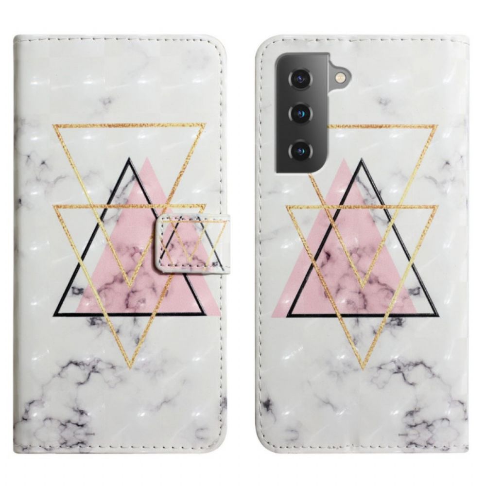 Leren Hoesje voor Samsung Galaxy S22 5G Paillettendriehoek