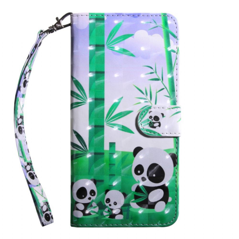 Leren Hoesje voor Samsung Galaxy S22 5G Panda-familie