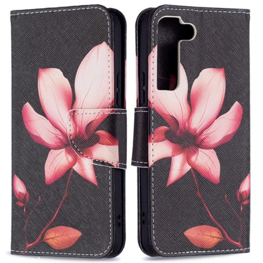 Leren Hoesje voor Samsung Galaxy S22 5G Roze Bloem