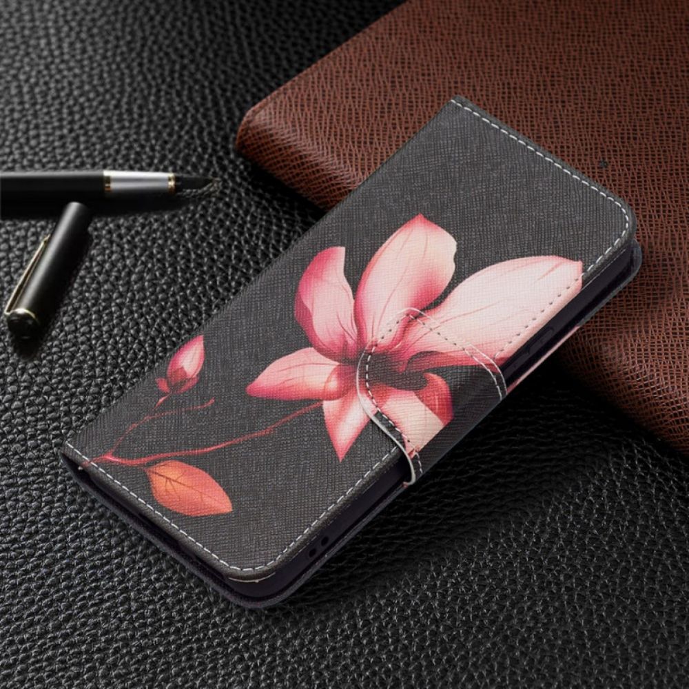 Leren Hoesje voor Samsung Galaxy S22 5G Roze Bloem