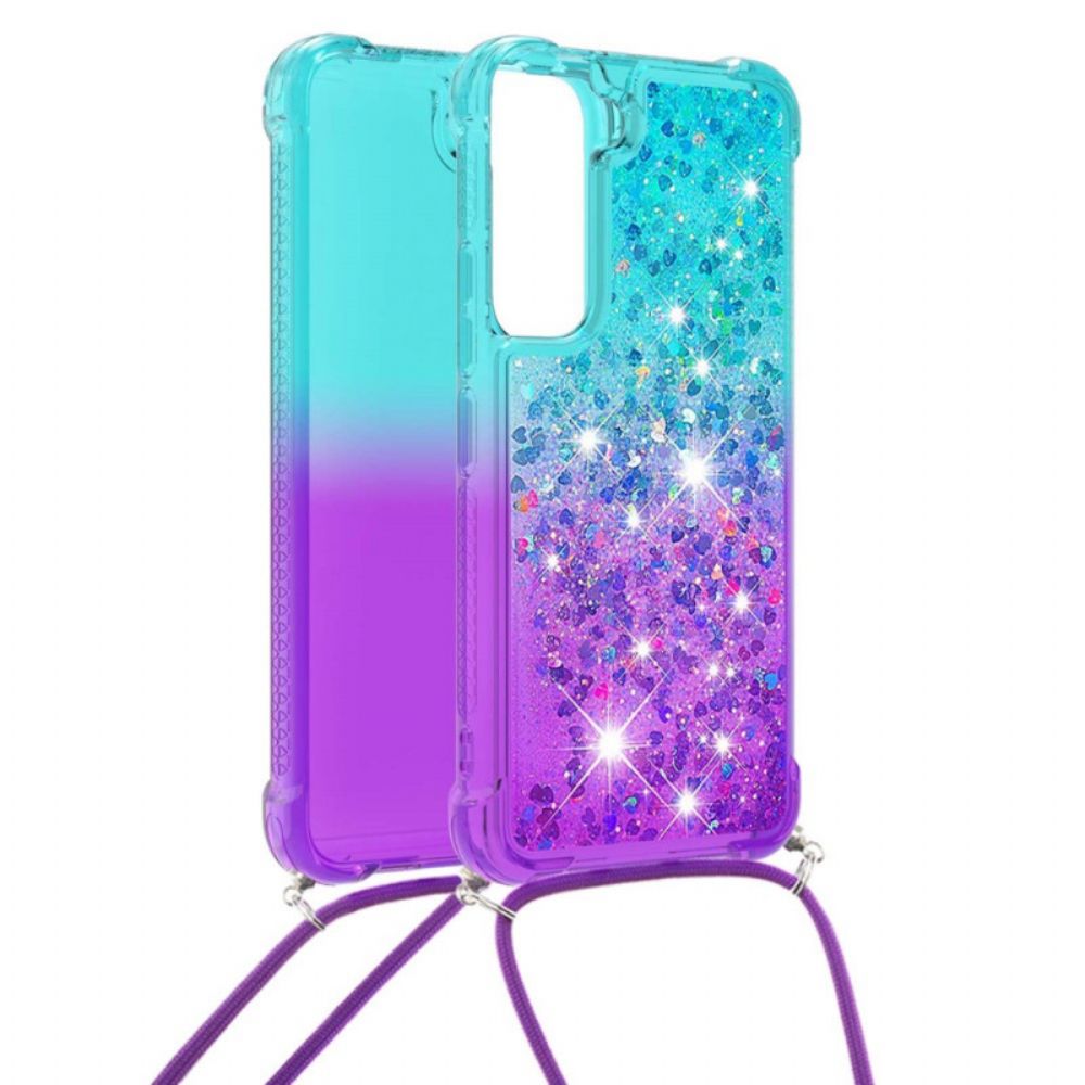 Telefoonhoesje voor Samsung Galaxy S22 5G Siliconen Glitter En Koord