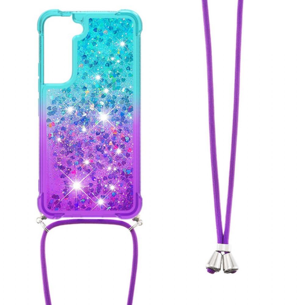 Telefoonhoesje voor Samsung Galaxy S22 5G Siliconen Glitter En Koord